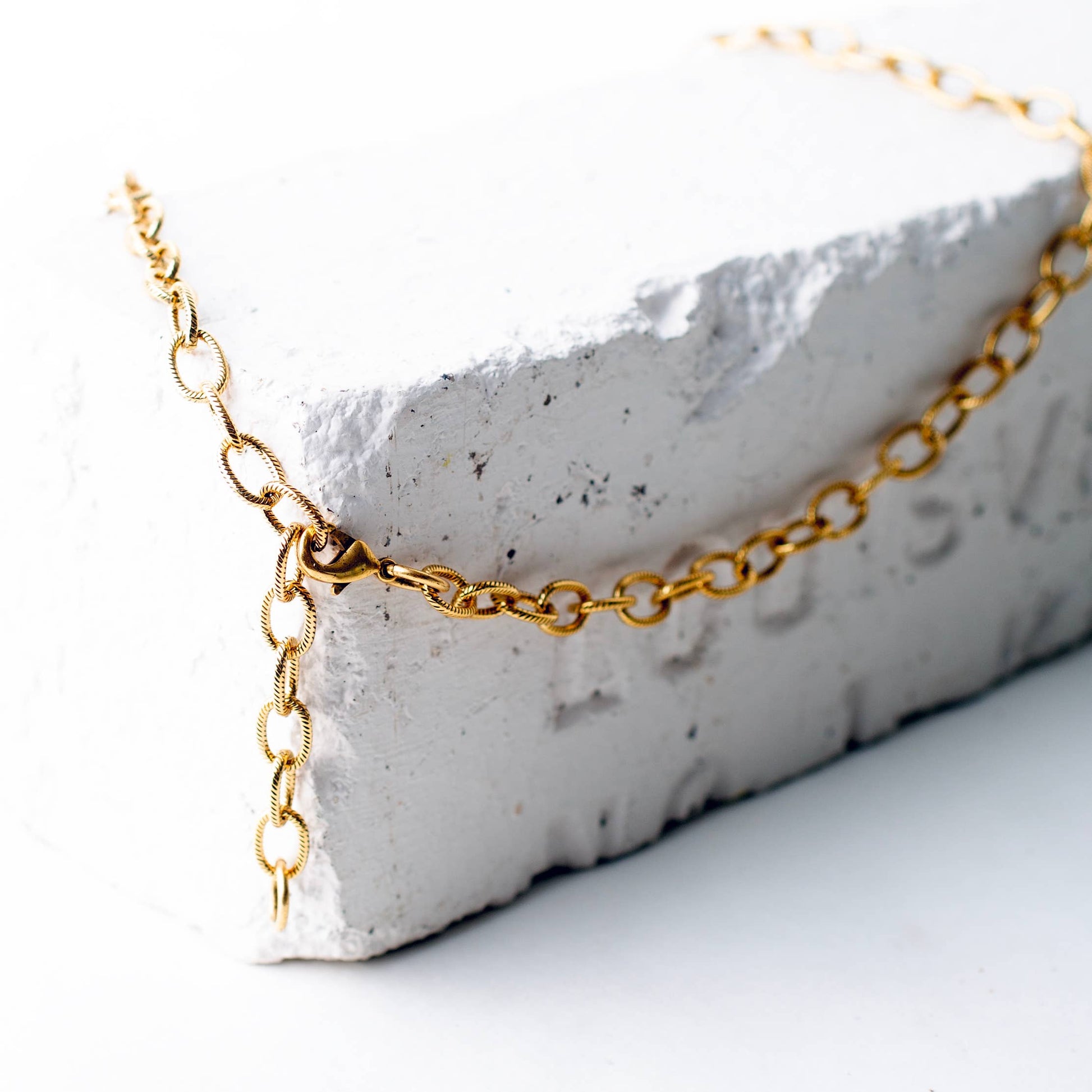 Chunky Charm Necklace - Textured Gold or Silver