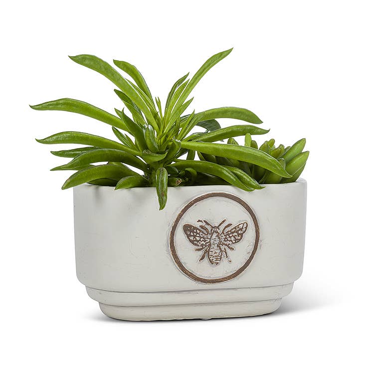 Bee Crest Oval Planter - Gray