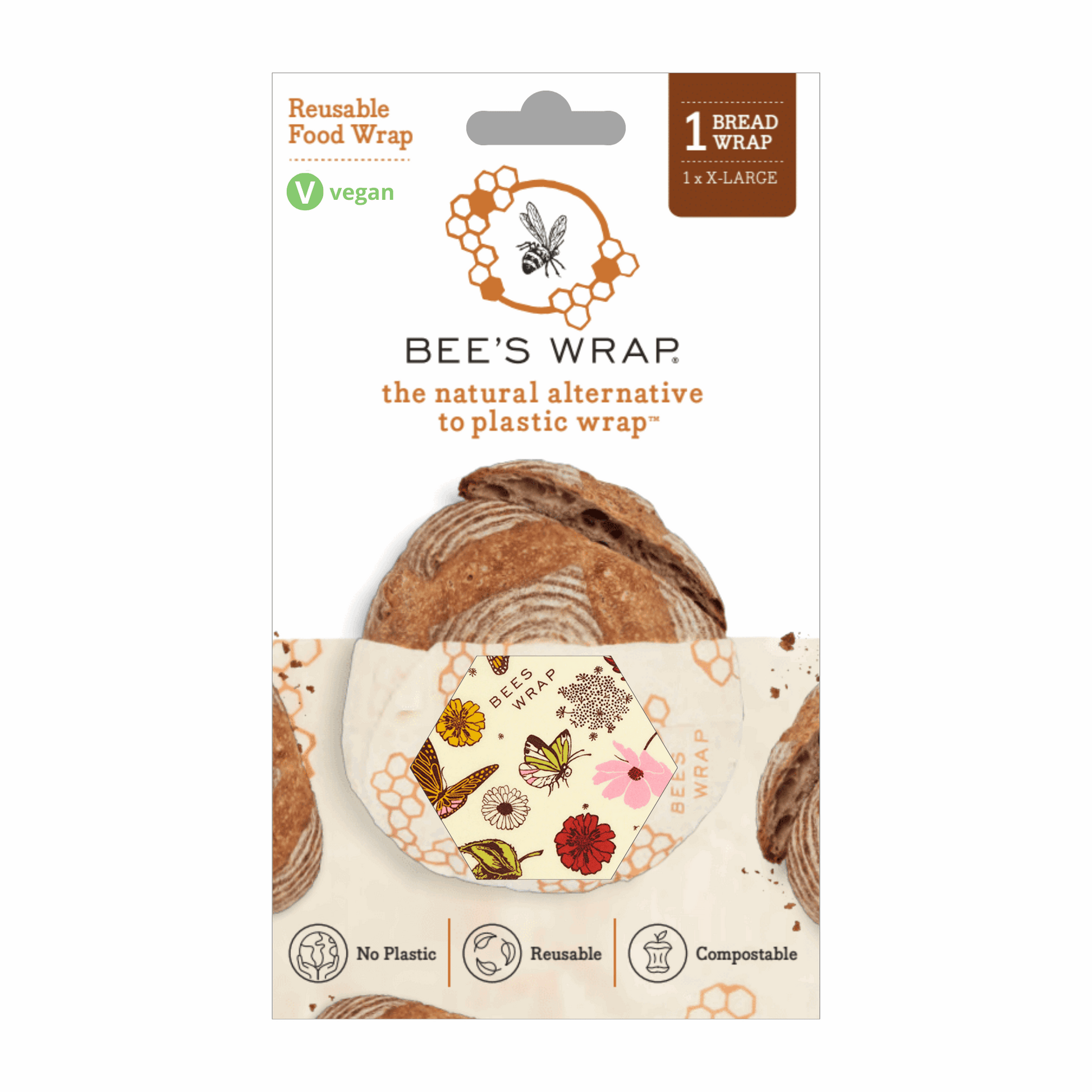 Wax Bread Wrap - Meadow Magic - Flowers and Butterflies - Eco-