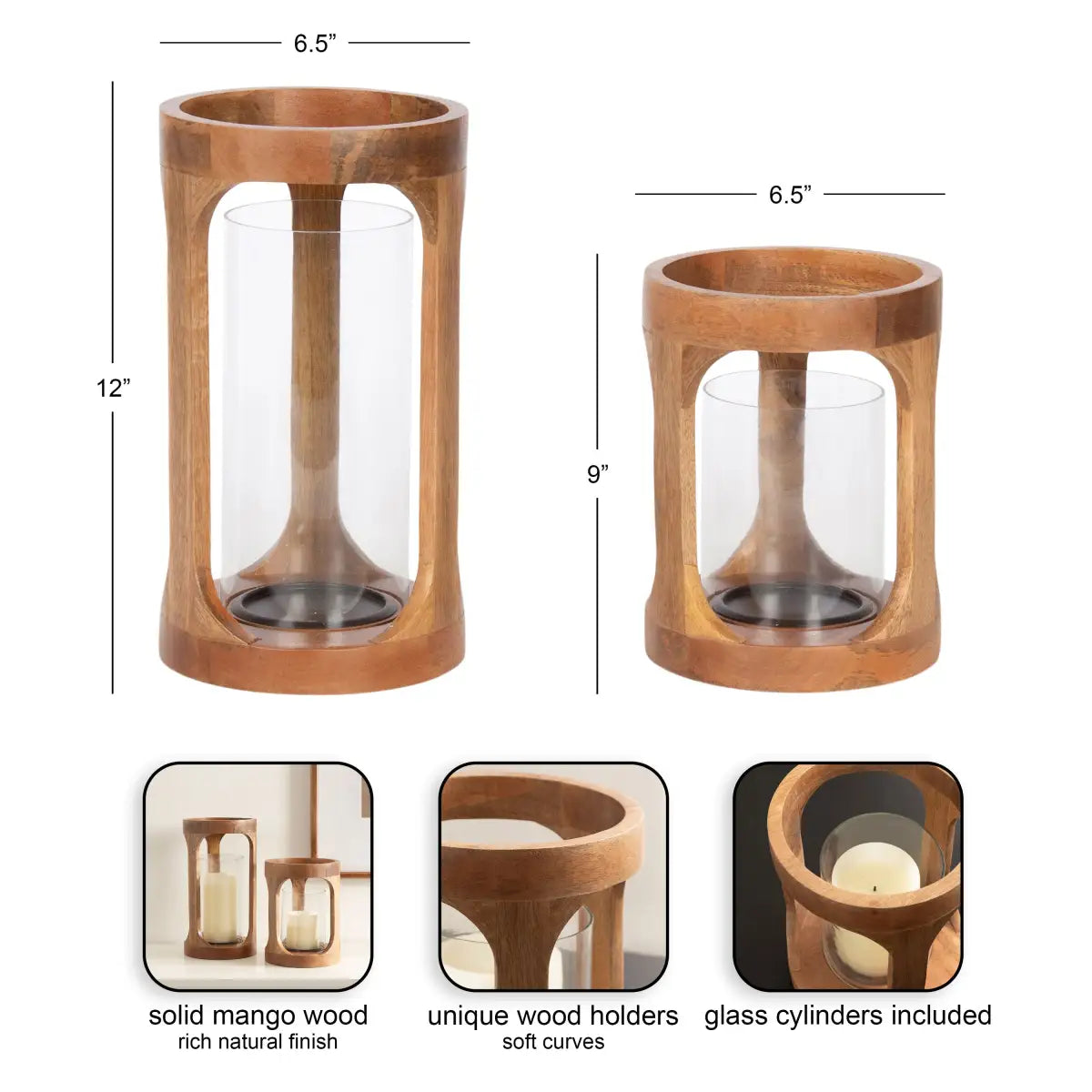 Dahl Candle Holder Set - Modern Wood - kateandlaurel