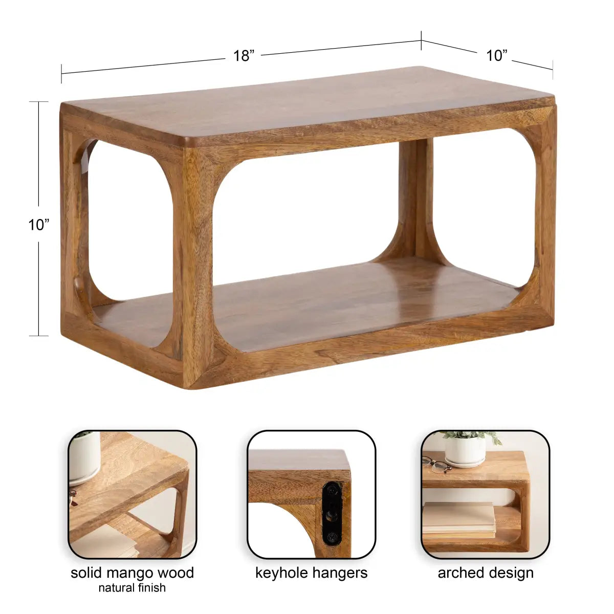 Dahl Floating Wood Side Table - Modern Wall Mount - kateandlaurel