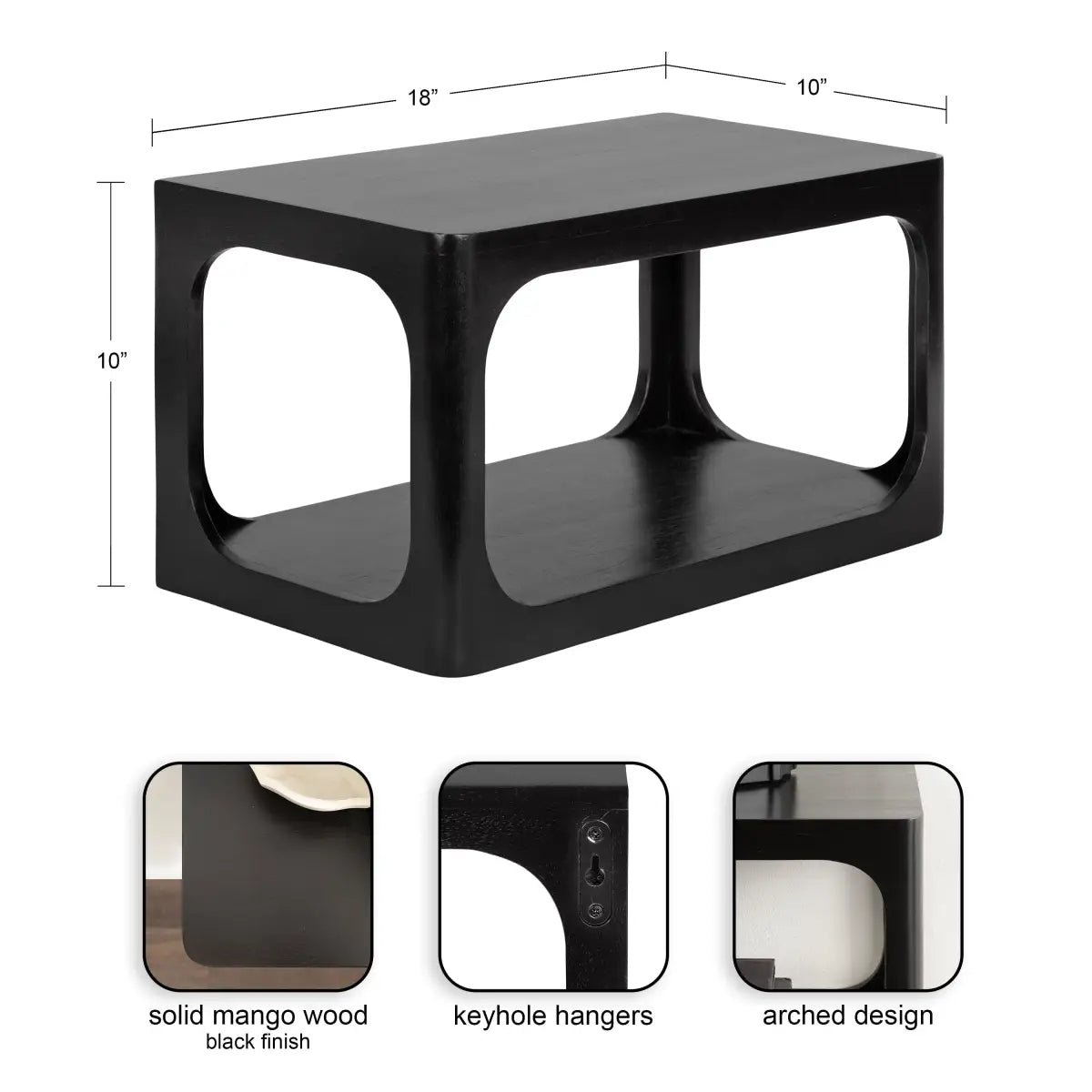 Dahl Floating Wood Side Table - Modern Wall Mount - kateandlaurel