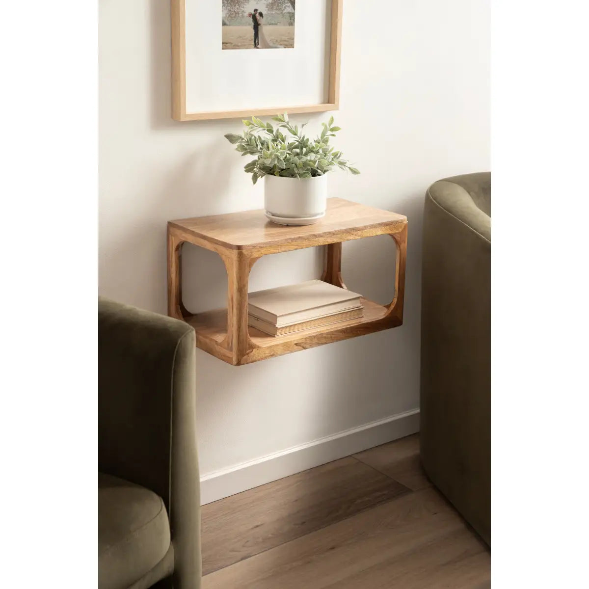 Dahl Floating Wood Side Table - Modern Wall Mount - kateandlaurel