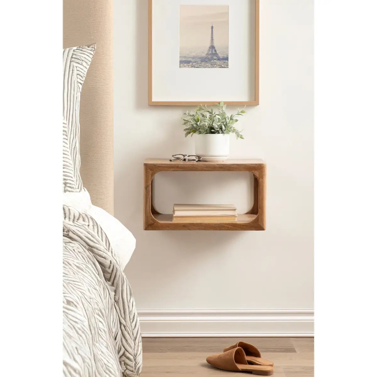 Dahl Floating Wood Side Table - Modern Wall Mount - kateandlaurel