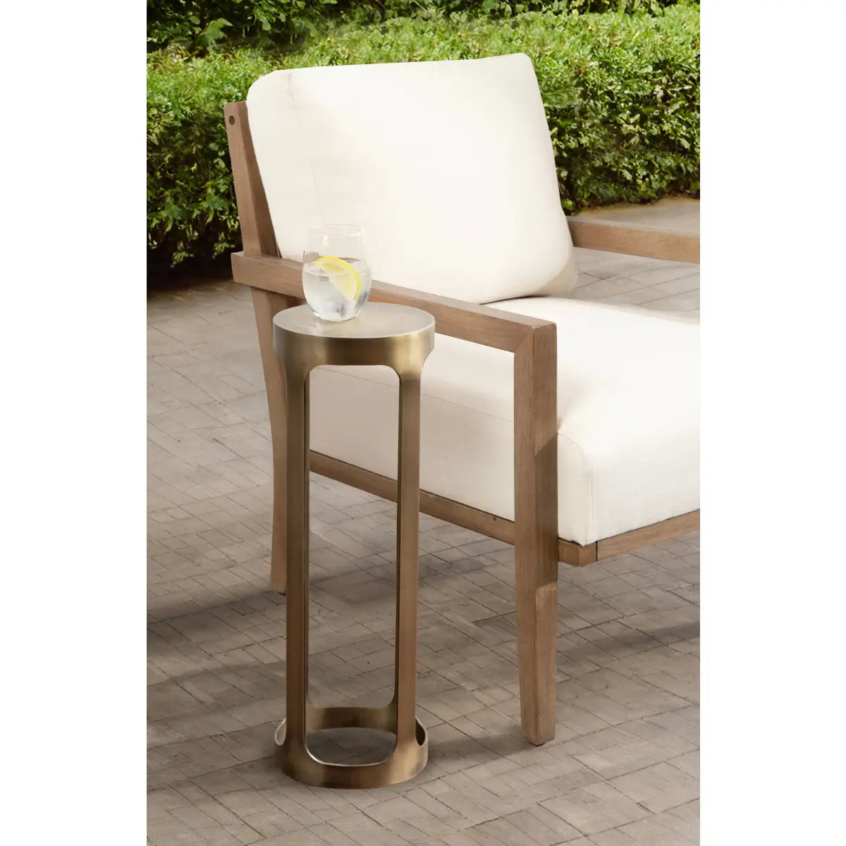 Dahl Modern Accent Table or Plant Stand - Brushed Metal - kateandlaurel
