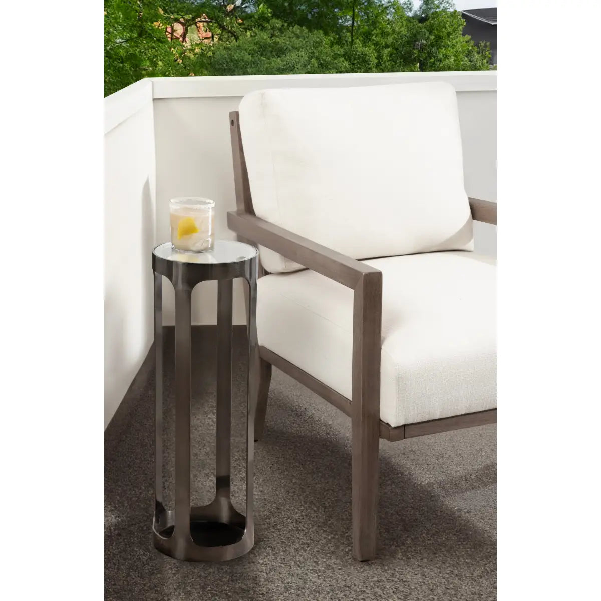 Dahl Modern Accent Table or Plant Stand - Brushed Metal - kateandlaurel
