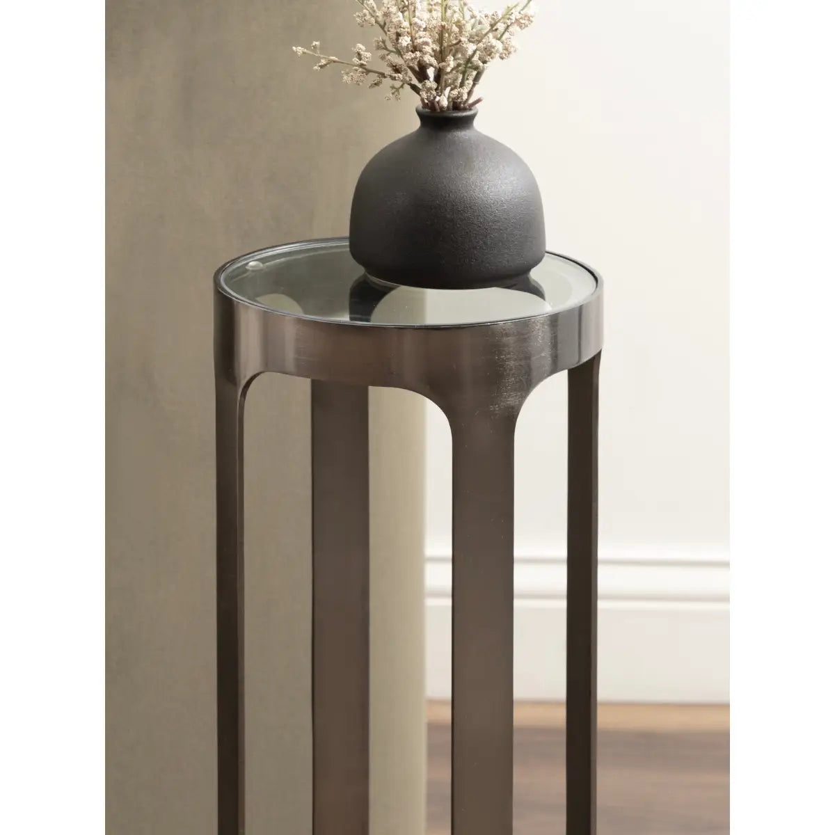 Dahl Modern Accent Table or Plant Stand - Brushed Metal - kateandlaurel