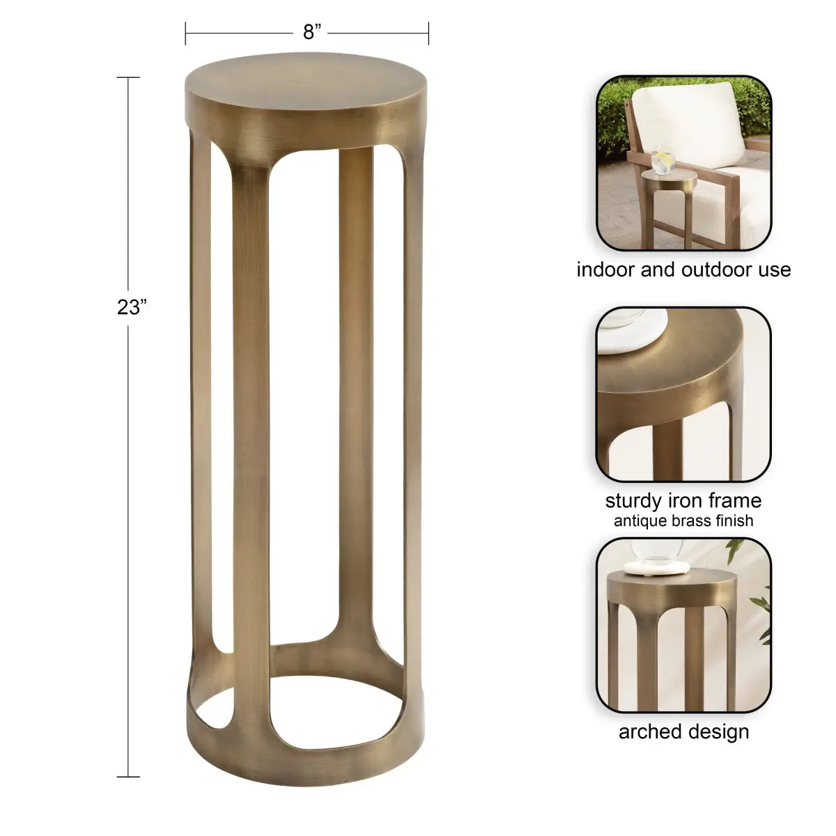 Dahl Modern Accent Table or Plant Stand - Brushed Metal - kateandlaurel