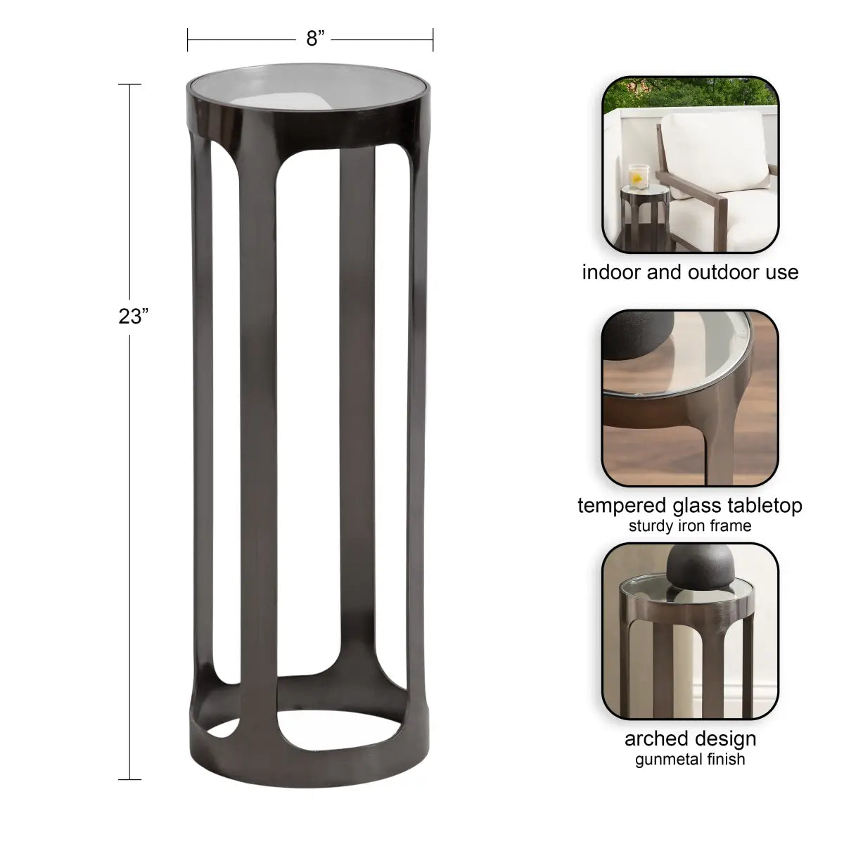 Dahl Modern Accent Table or Plant Stand - Brushed Metal - kateandlaurel