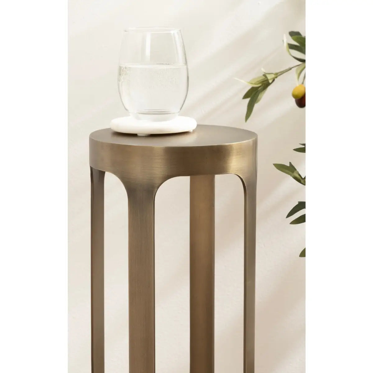 Dahl Modern Accent Table or Plant Stand - Brushed Metal - kateandlaurel
