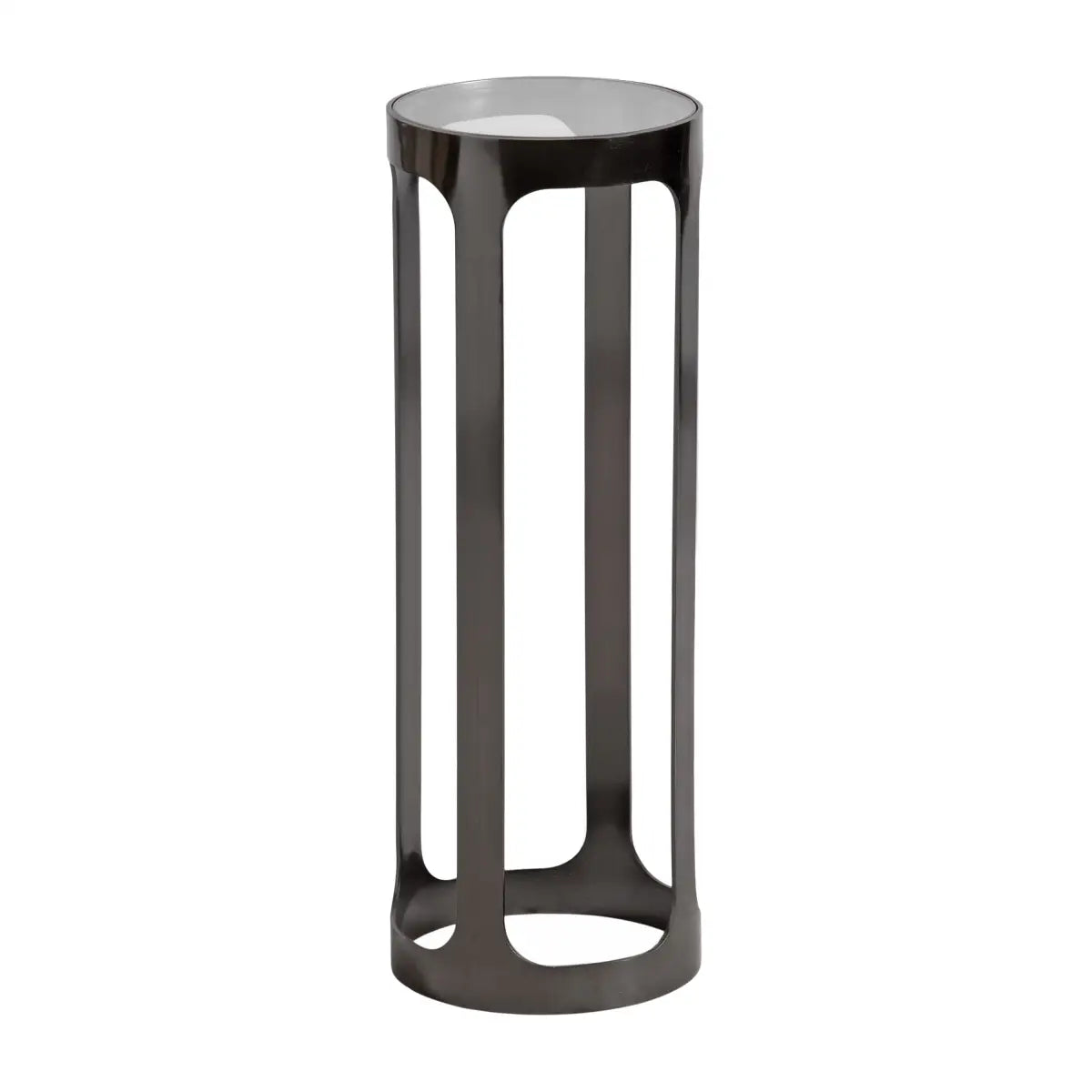 Dahl Modern Accent Table or Plant Stand - Brushed Metal - Pewter - kateandlaurel