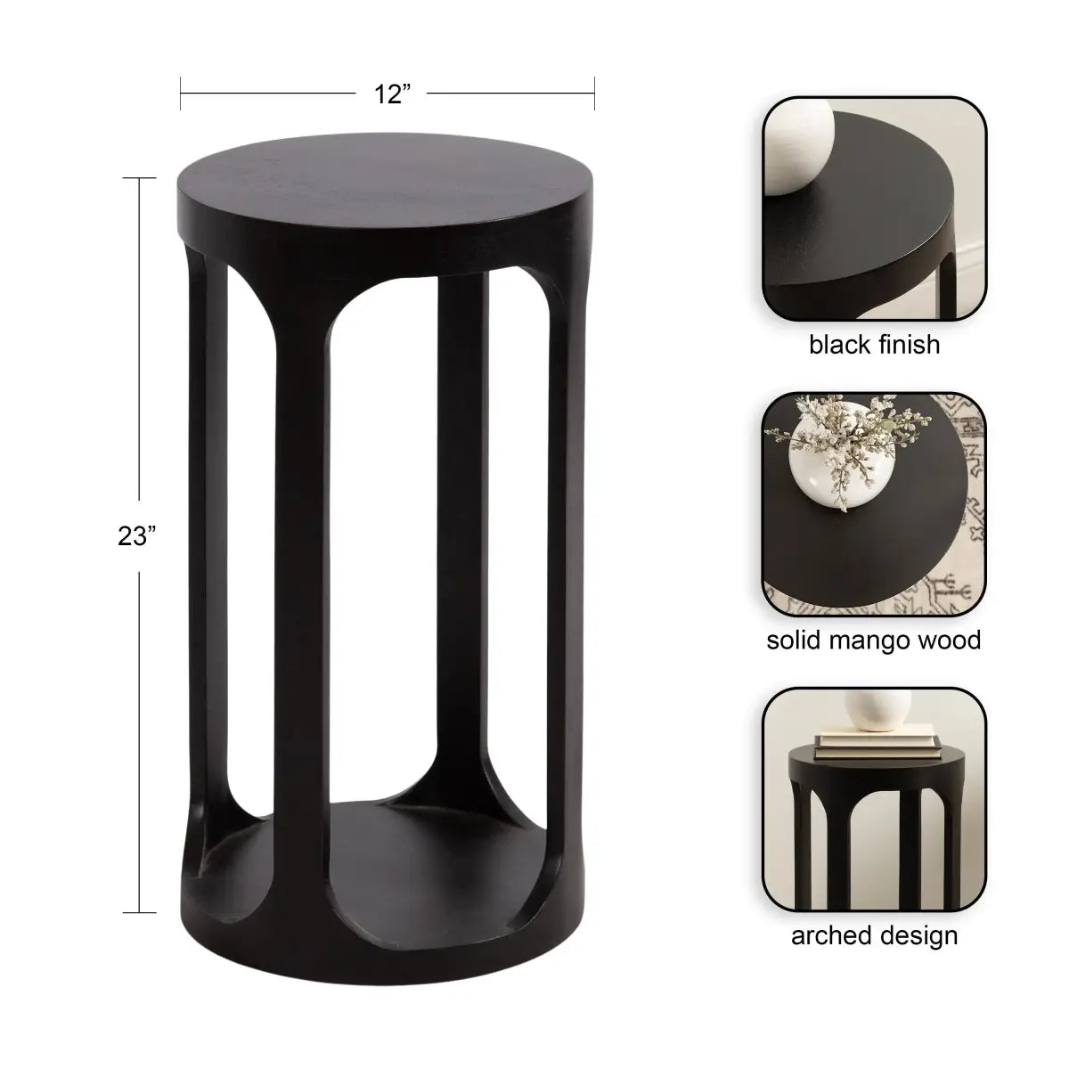 Dahl Modern Accent Table or Plant Stand - Round Wood - kateandlaurel