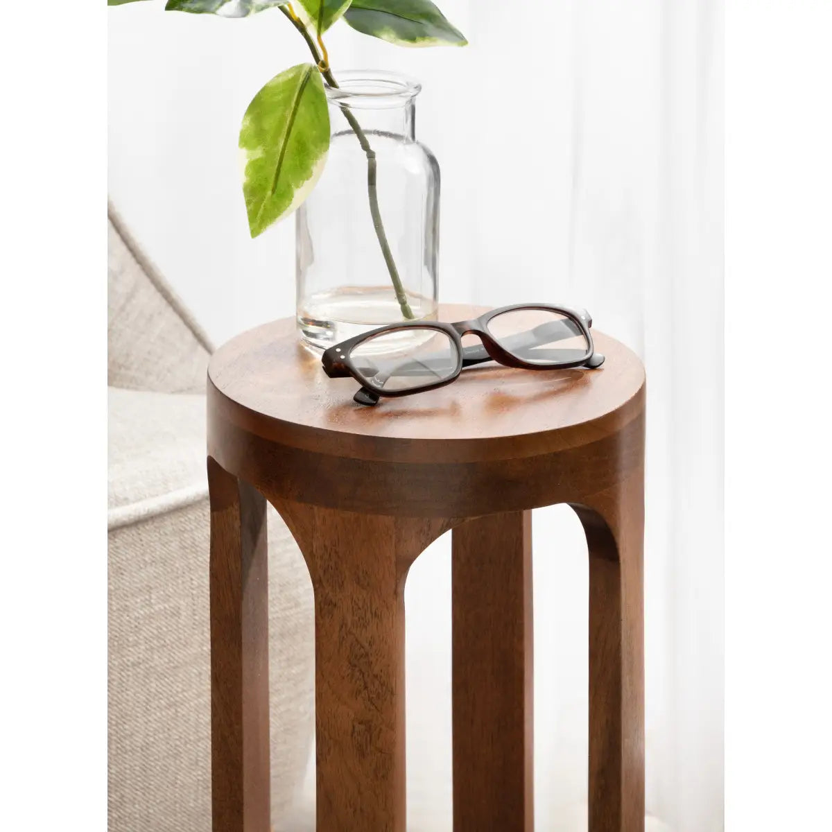 Dahl Modern Accent Table or Plant Stand - Round Wood - kateandlaurel