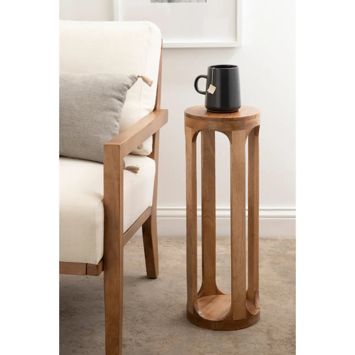 Dahl Modern Accent Table or Plant Stand - Round Wood - kateandlaurel