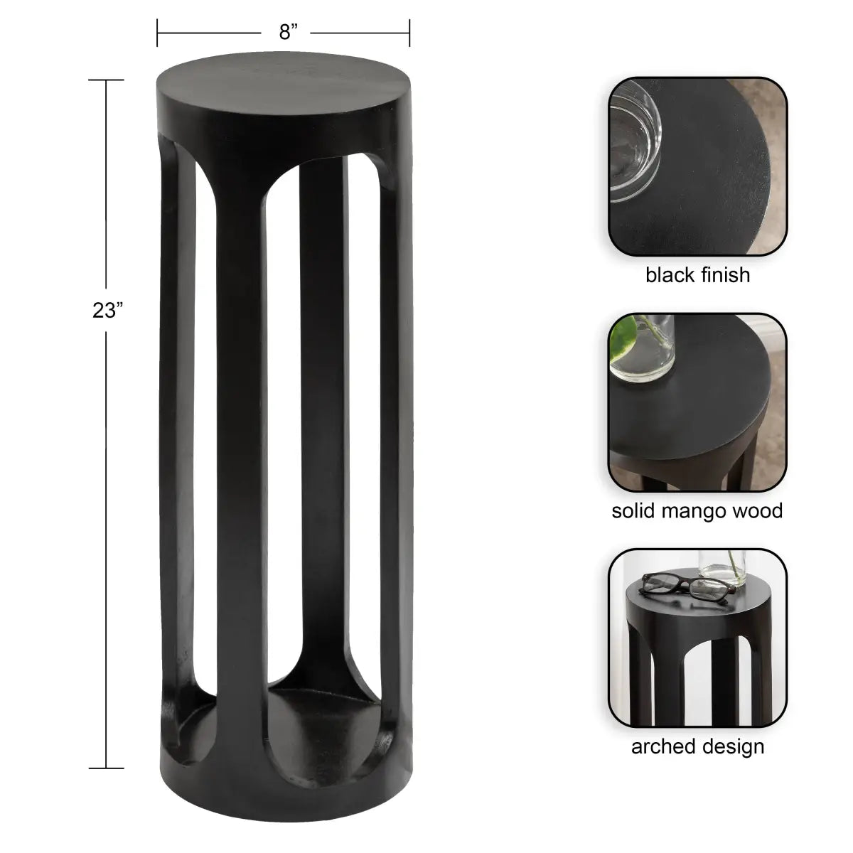Dahl Modern Accent Table or Plant Stand - Round Wood - kateandlaurel