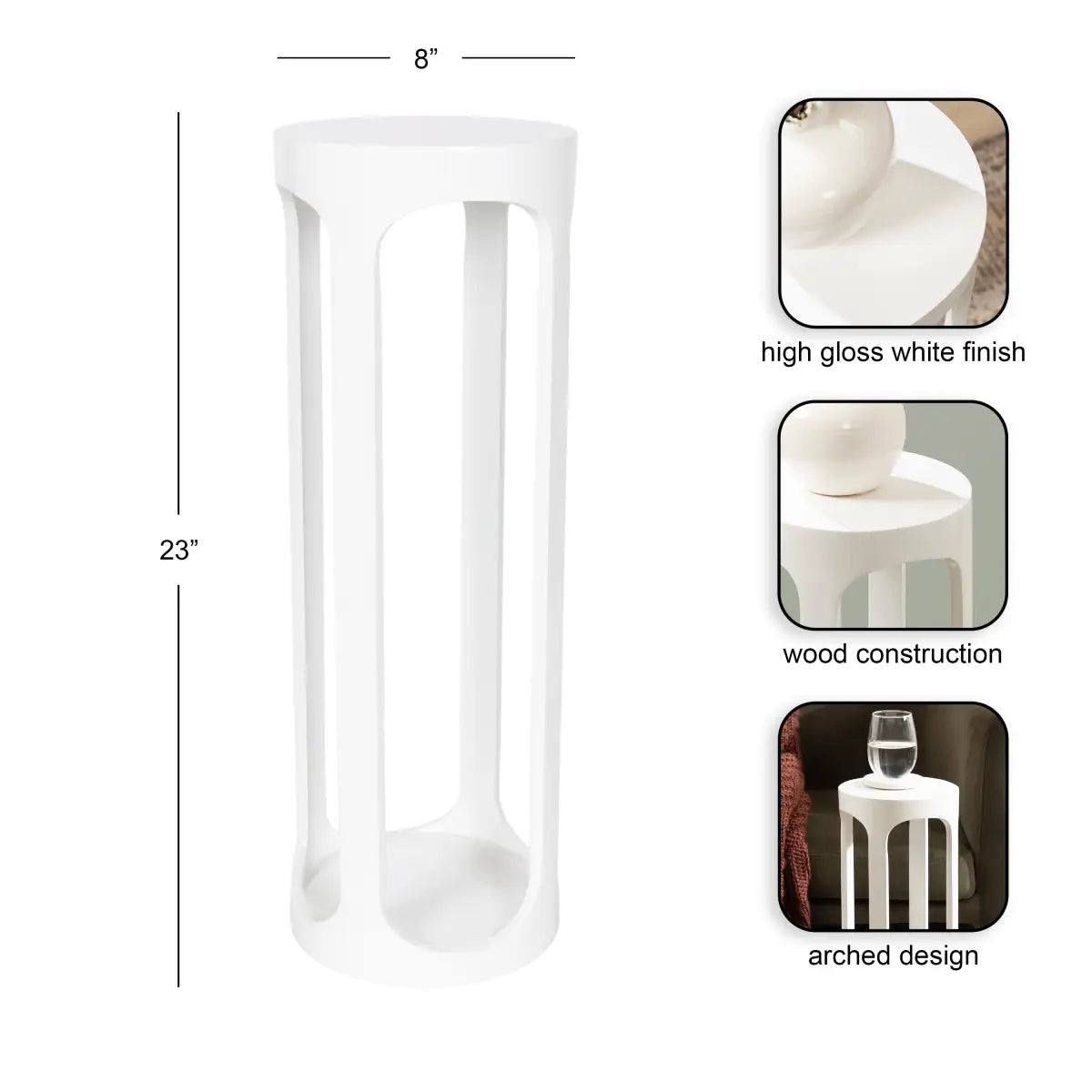 Dahl Modern Accent Table or Plant Stand - Round Wood - kateandlaurel