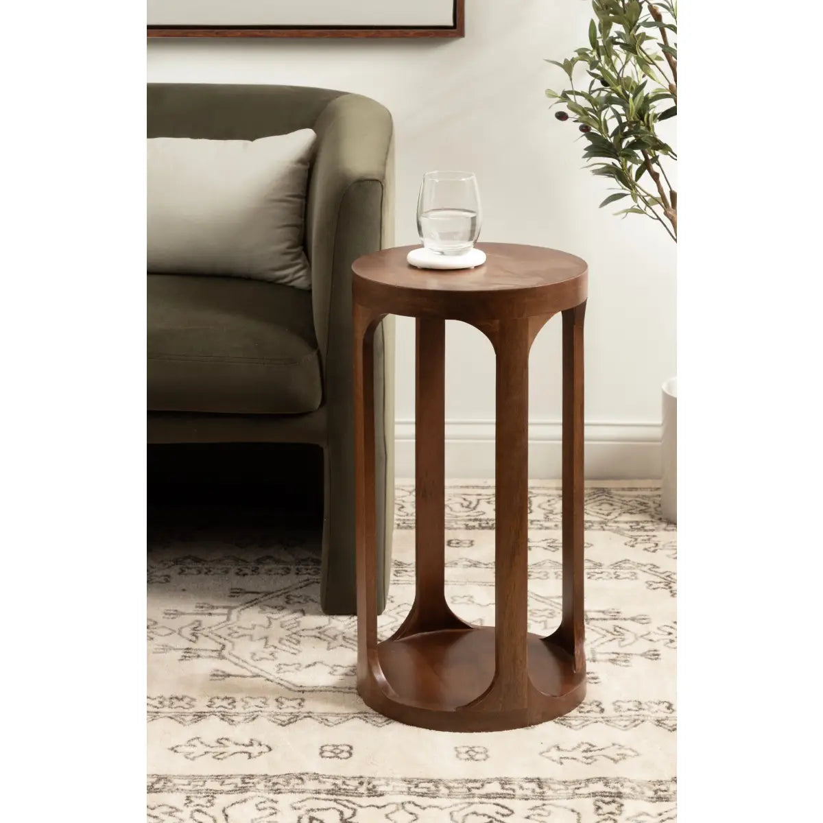 Dahl Modern Accent Table or Plant Stand - Round Wood - kateandlaurel