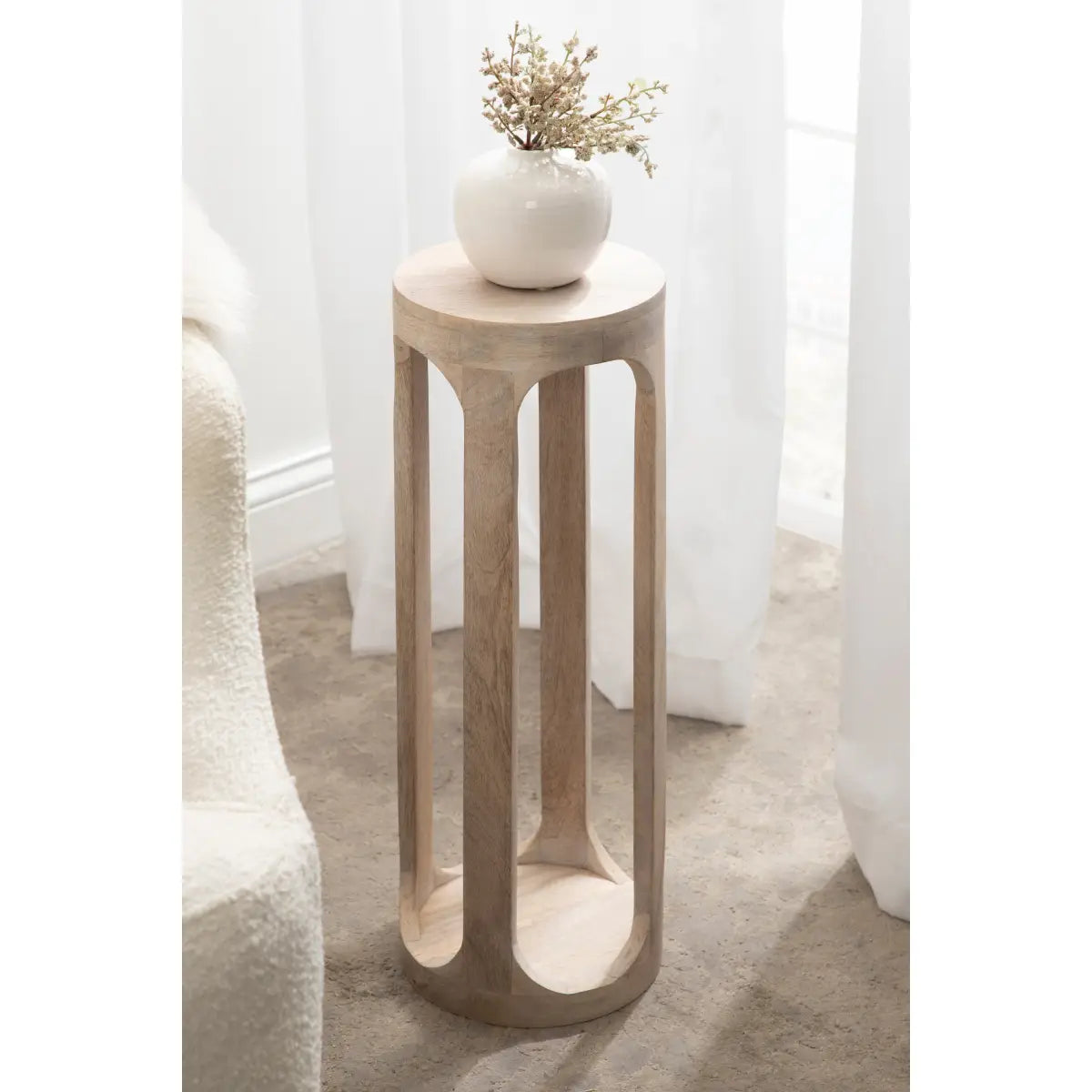 Dahl Modern Accent Table or Plant Stand - Round Wood - kateandlaurel