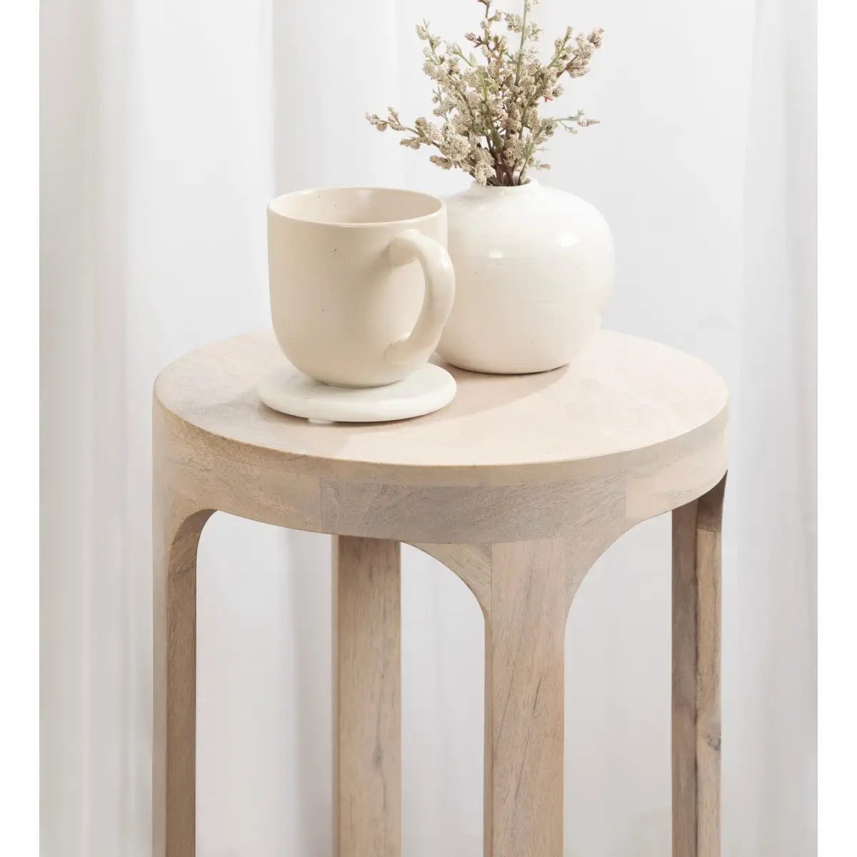 Dahl Modern Accent Table or Plant Stand - Round Wood - kateandlaurel