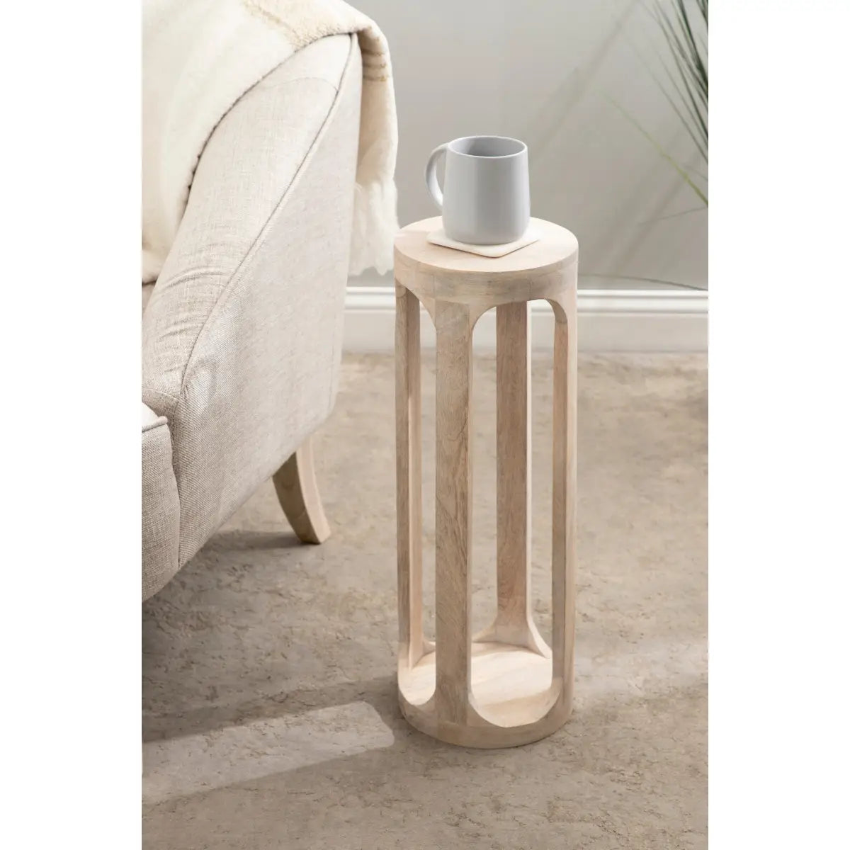 Dahl Modern Accent Table or Plant Stand - Round Wood - kateandlaurel