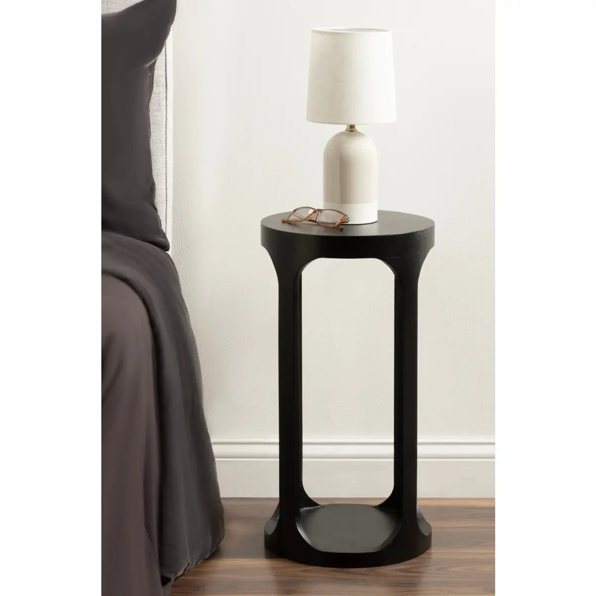 Dahl Modern Accent Table or Plant Stand - Round Wood - kateandlaurel