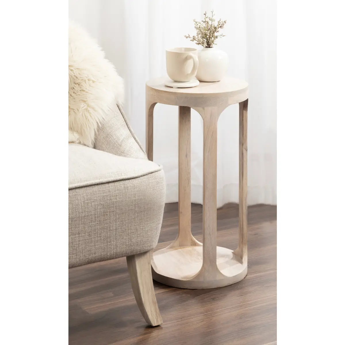 Dahl Modern Accent Table or Plant Stand - Round Wood - kateandlaurel