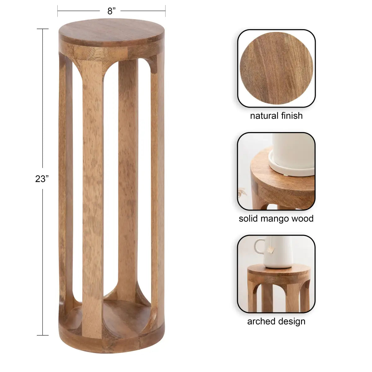 Dahl Modern Accent Table or Plant Stand - Round Wood - kateandlaurel
