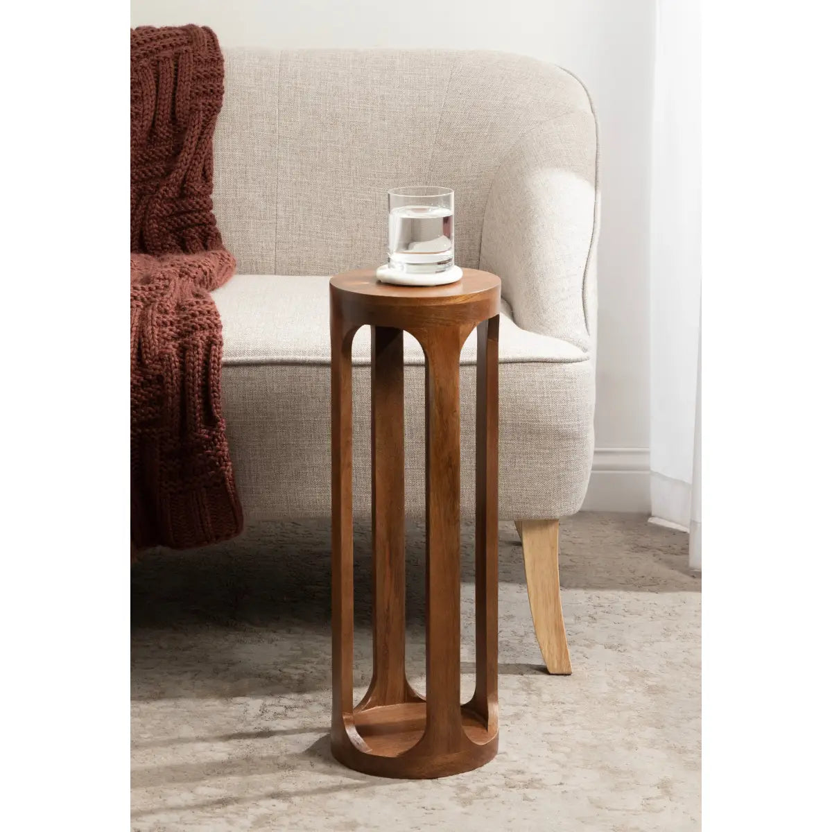 Dahl Modern Accent Table or Plant Stand - Round Wood - kateandlaurel