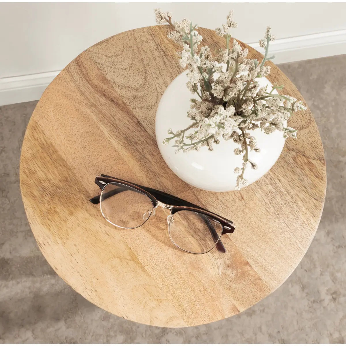 Dahl Modern Accent Table or Plant Stand - Round Wood - kateandlaurel