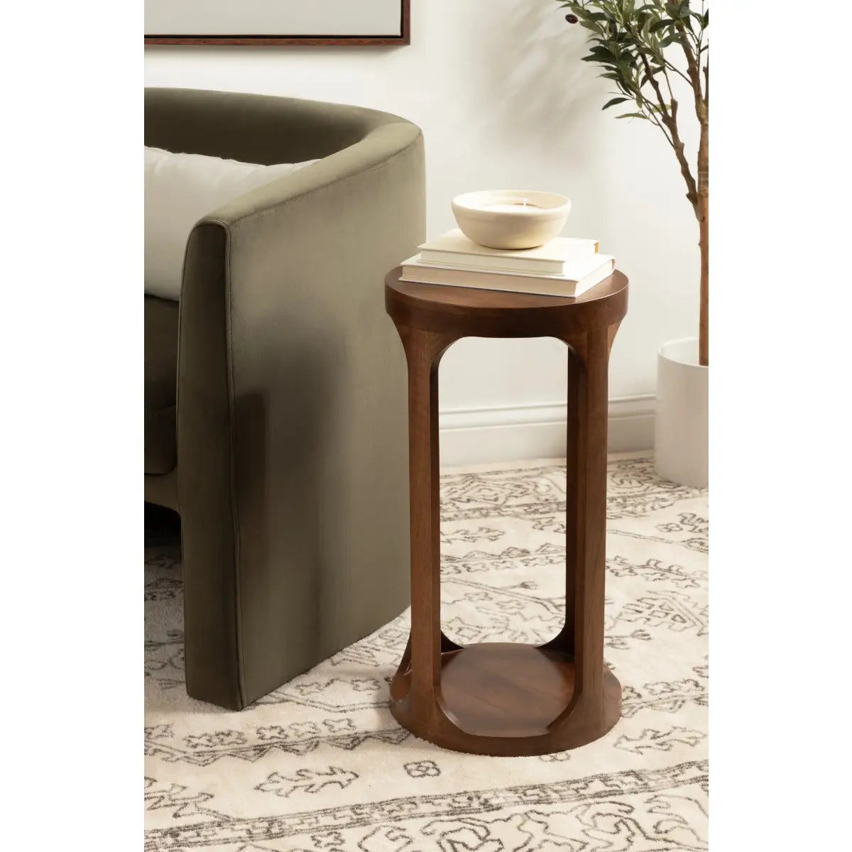 Dahl Modern Accent Table or Plant Stand - Round Wood - kateandlaurel