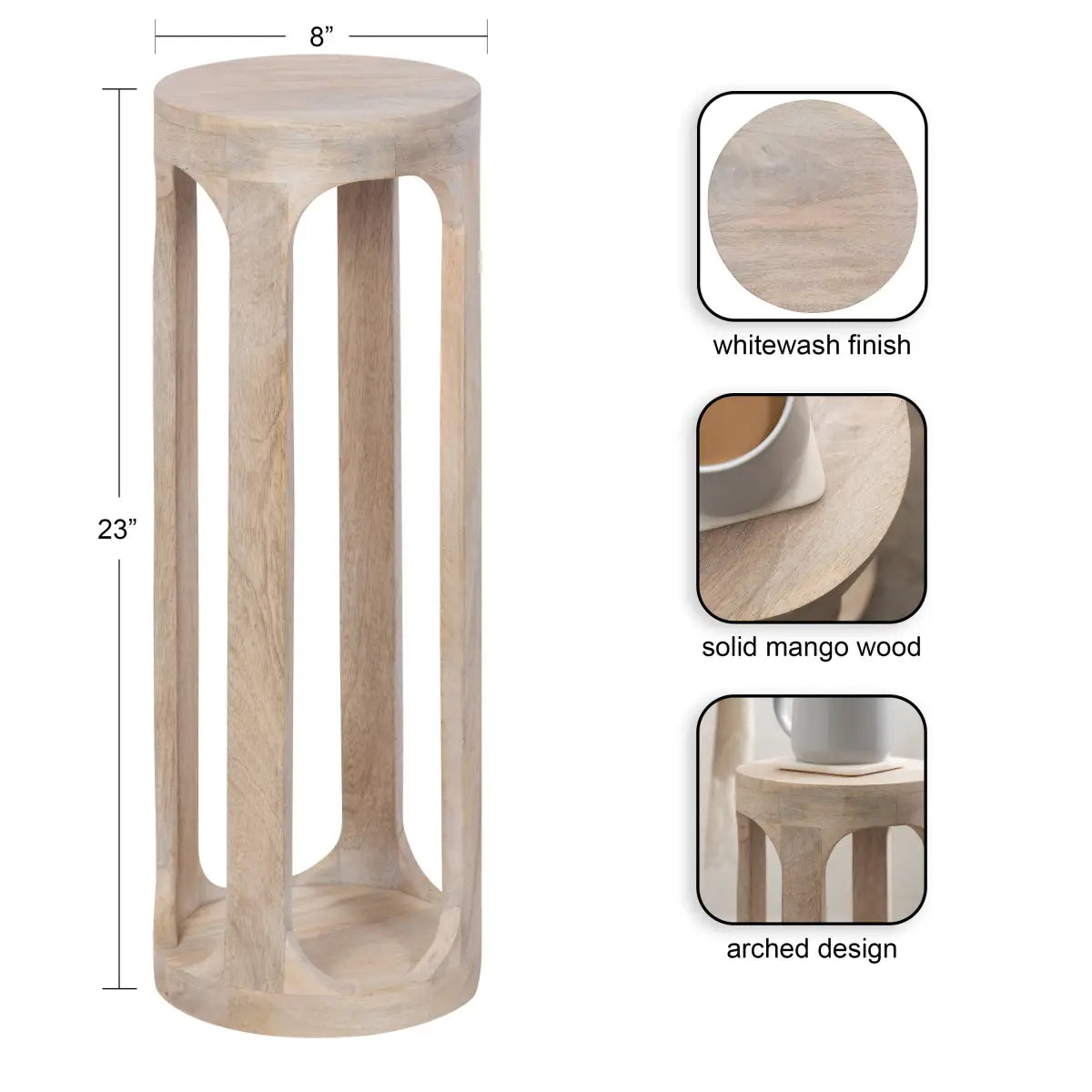 Dahl Modern Accent Table or Plant Stand - Round Wood - kateandlaurel
