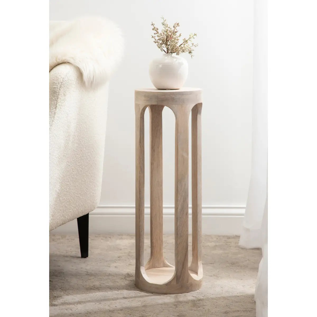 Dahl Modern Accent Table or Plant Stand - Round Wood - kateandlaurel