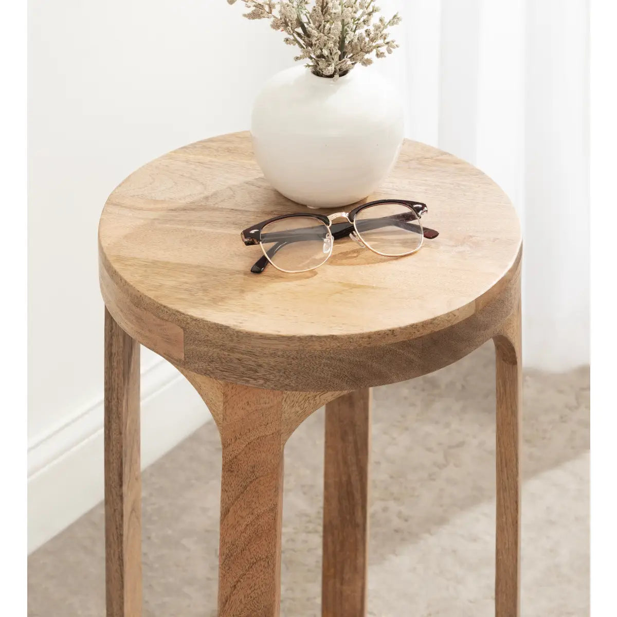 Dahl Modern Accent Table or Plant Stand - Round Wood - kateandlaurel