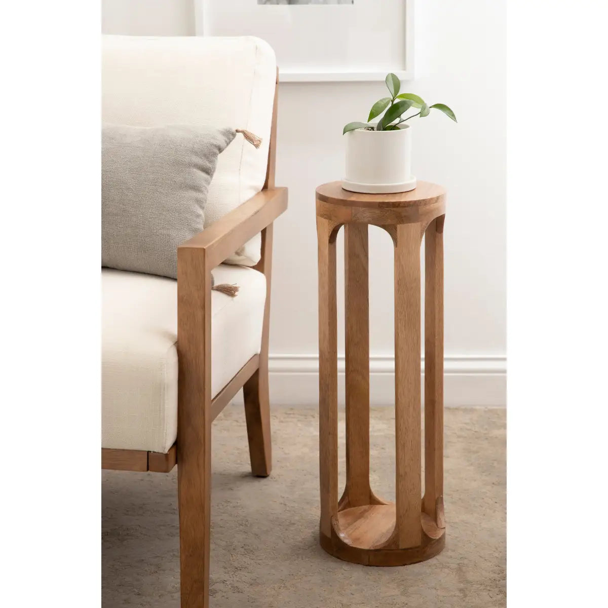 Dahl Modern Accent Table or Plant Stand - Round Wood - kateandlaurel