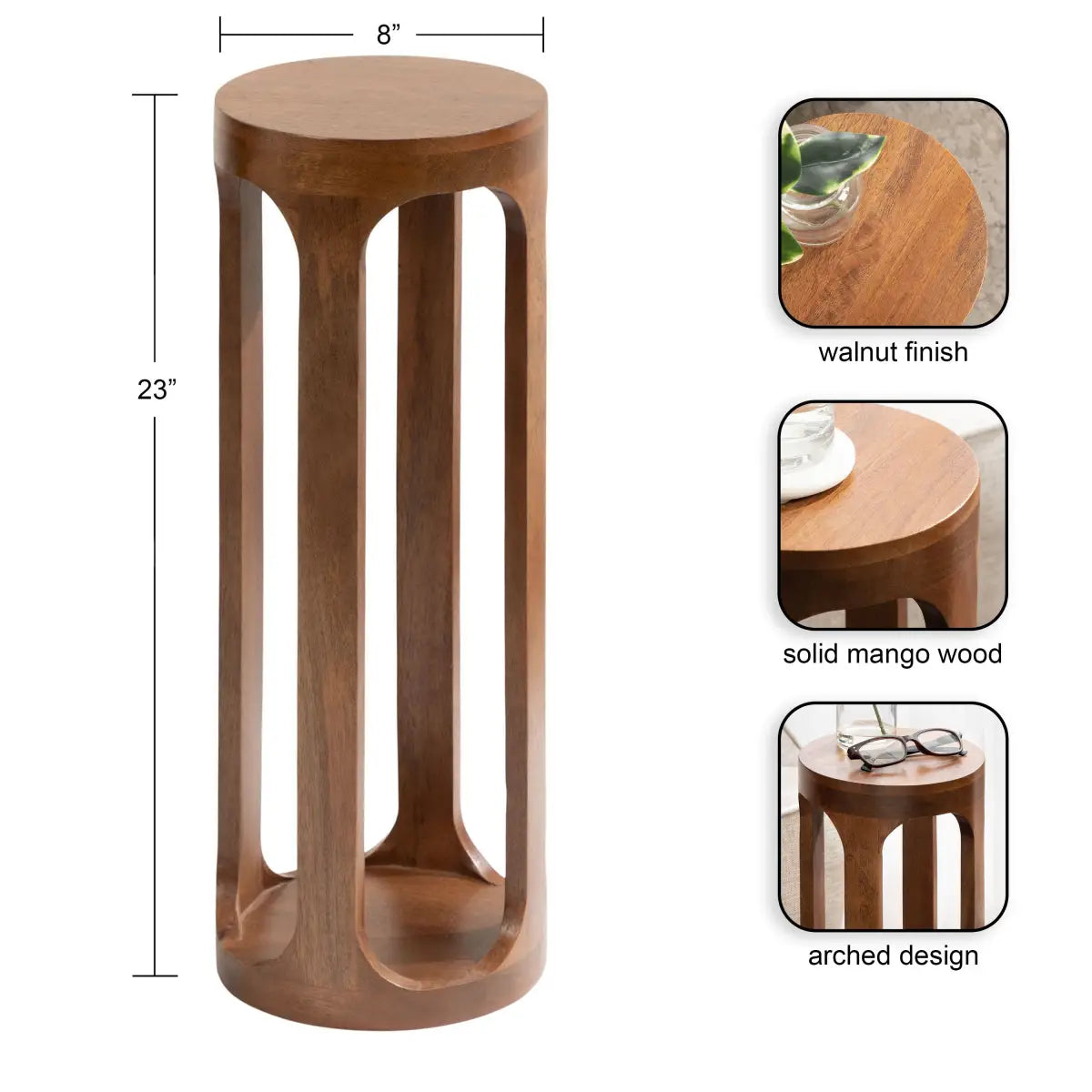 Dahl Modern Accent Table or Plant Stand - Round Wood - kateandlaurel