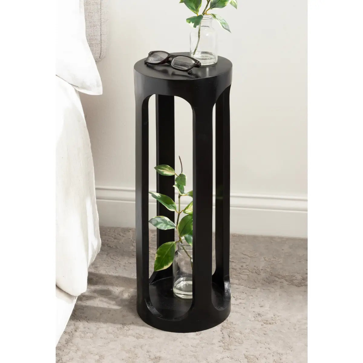 Dahl Modern Accent Table or Plant Stand - Round Wood - kateandlaurel