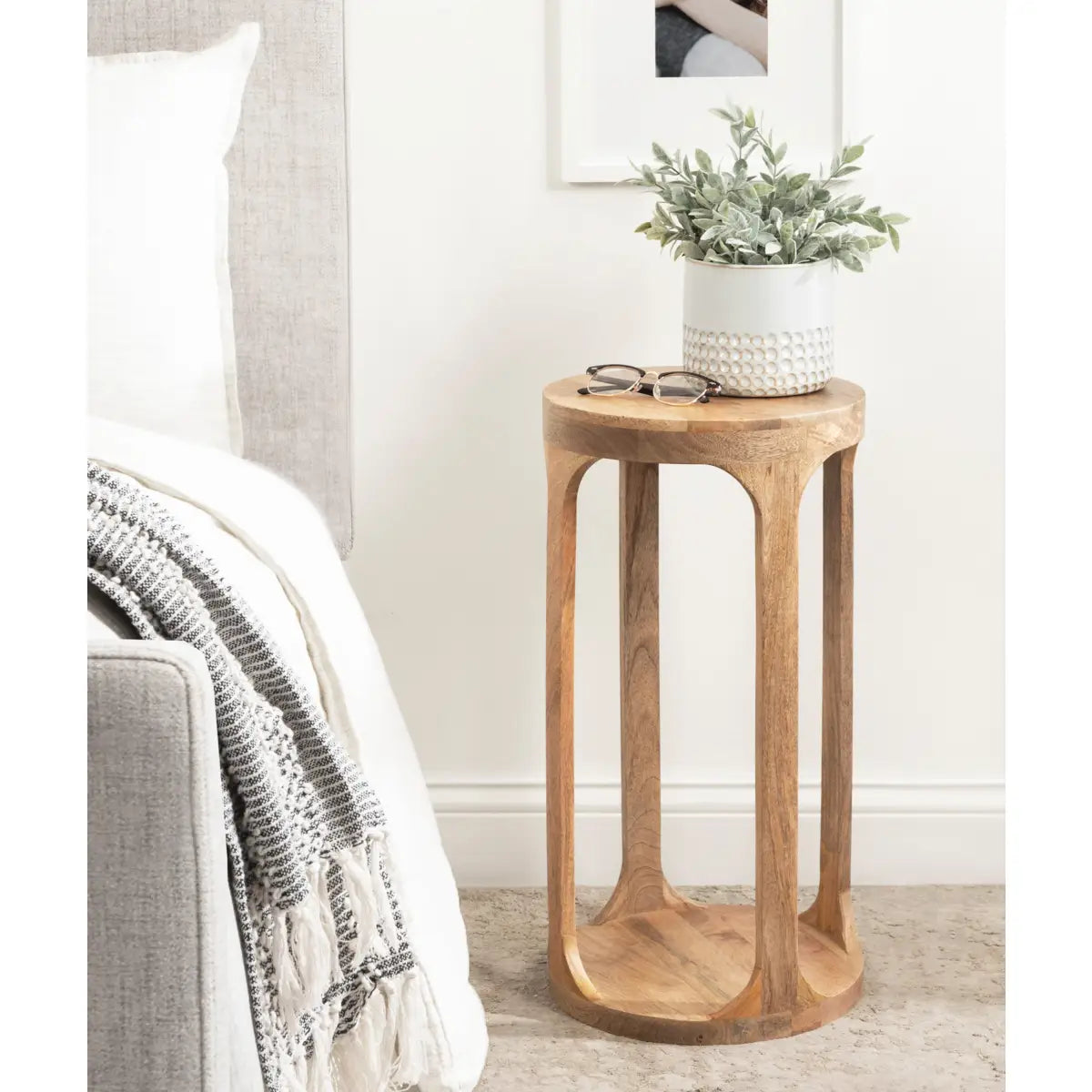 Dahl Modern Accent Table or Plant Stand - Round Wood - kateandlaurel