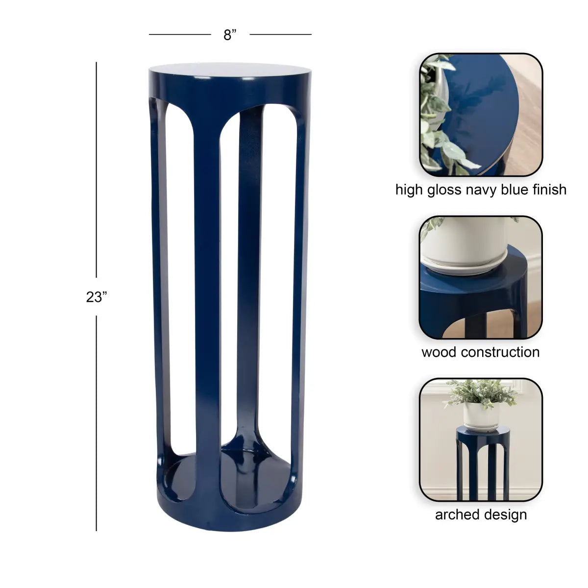 Dahl Modern Accent Table or Plant Stand - Round Wood - kateandlaurel