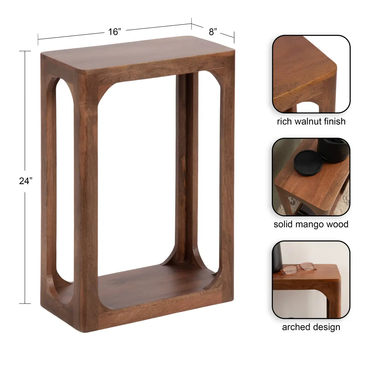 Dahl Modern Slim Side Table - Wood Rectangle - kateandlaurel