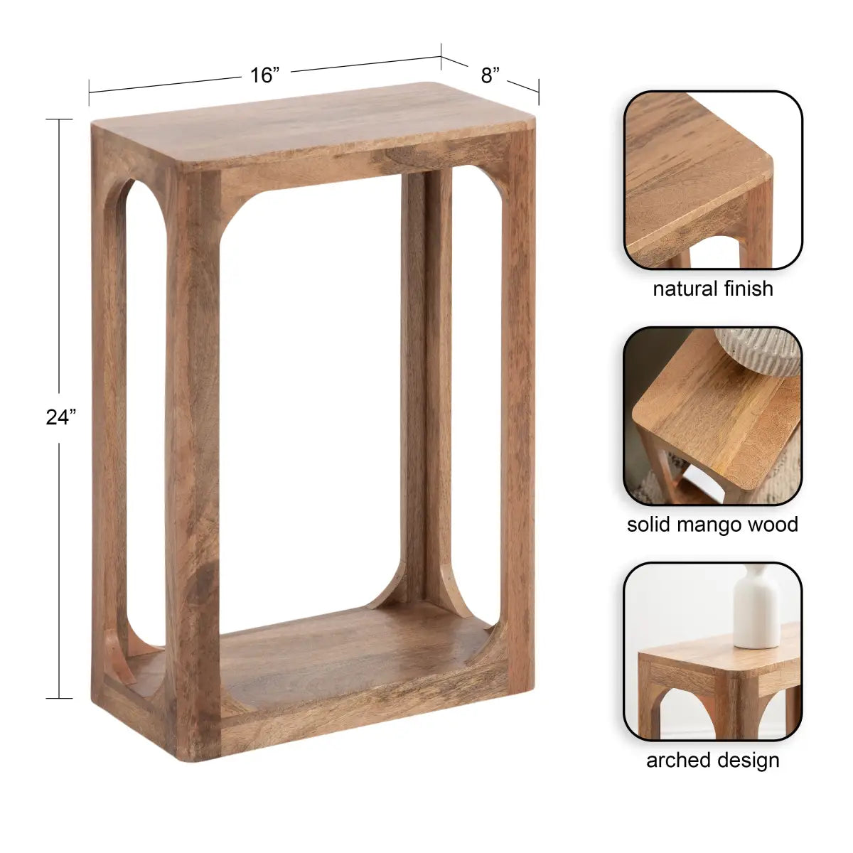 Dahl Modern Slim Side Table - Wood Rectangle - kateandlaurel