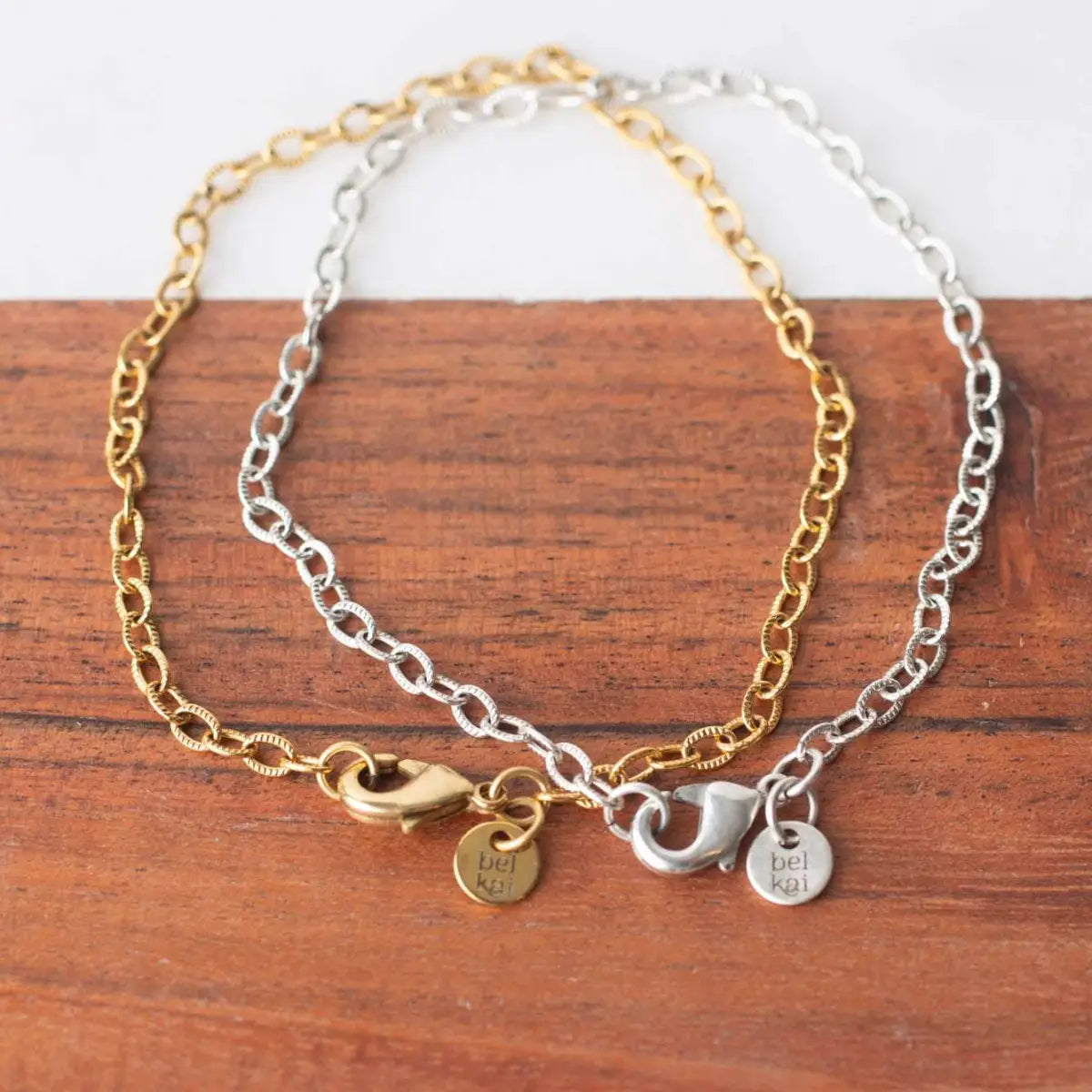 Dainty Chain Bracelet for Charms - Gold or Silver - Adjustable - Bel Kai