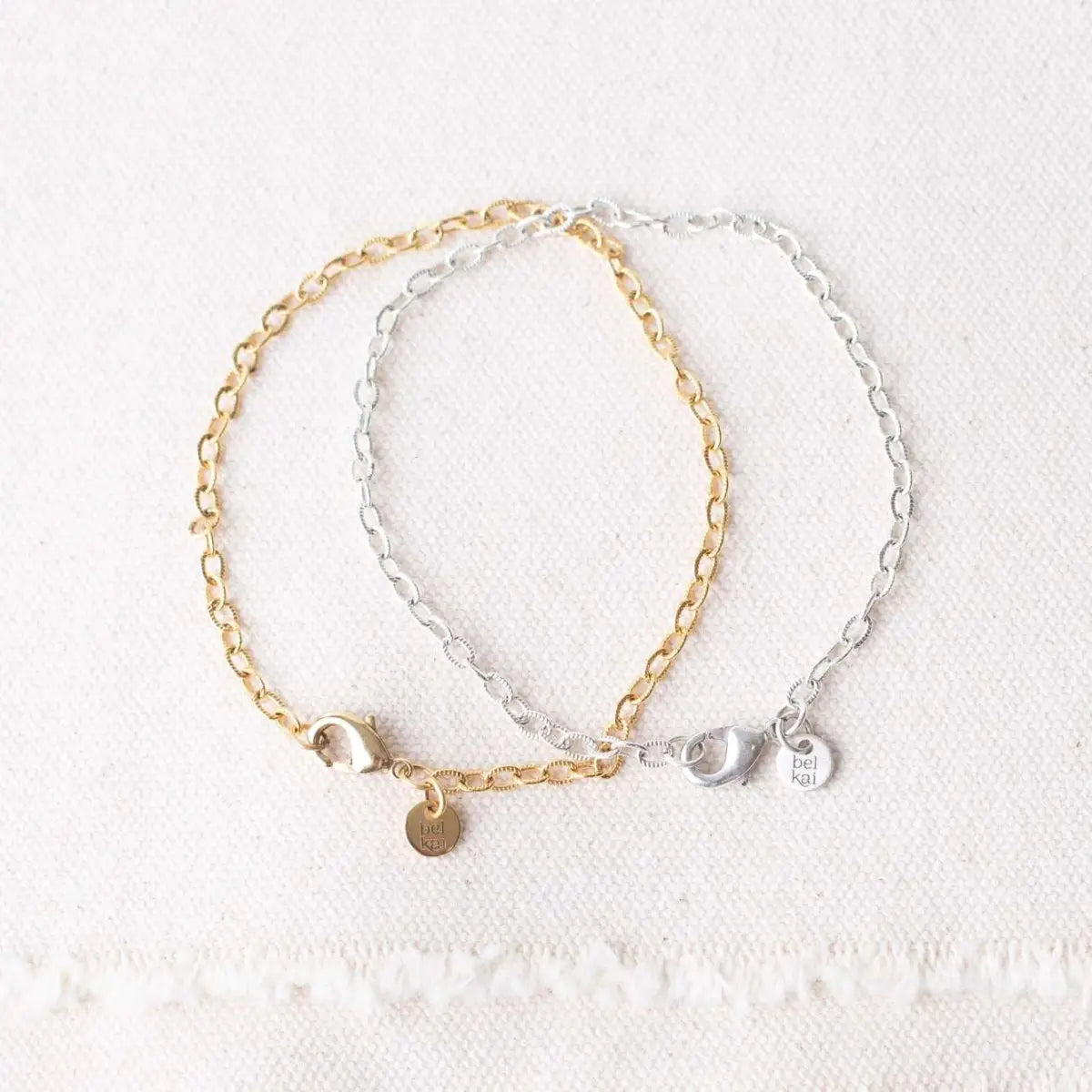 Dainty Chain Bracelet for Charms - Gold or Silver - Adjustable - Bel Kai