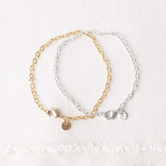 Dainty Chain Bracelet for Charms - Gold or Silver - Adjustable - Bel Kai