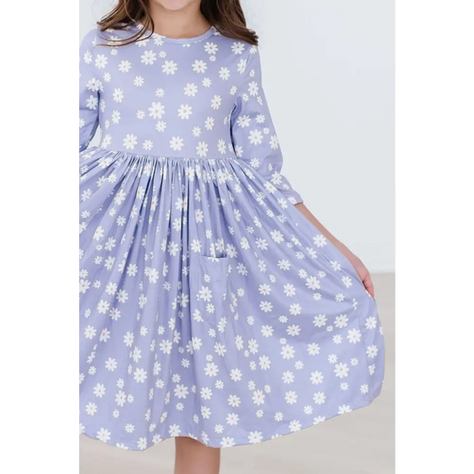Dainty Daisies 3/4 Sleeve Pocket Twirl Dress - Mila & Rose ®