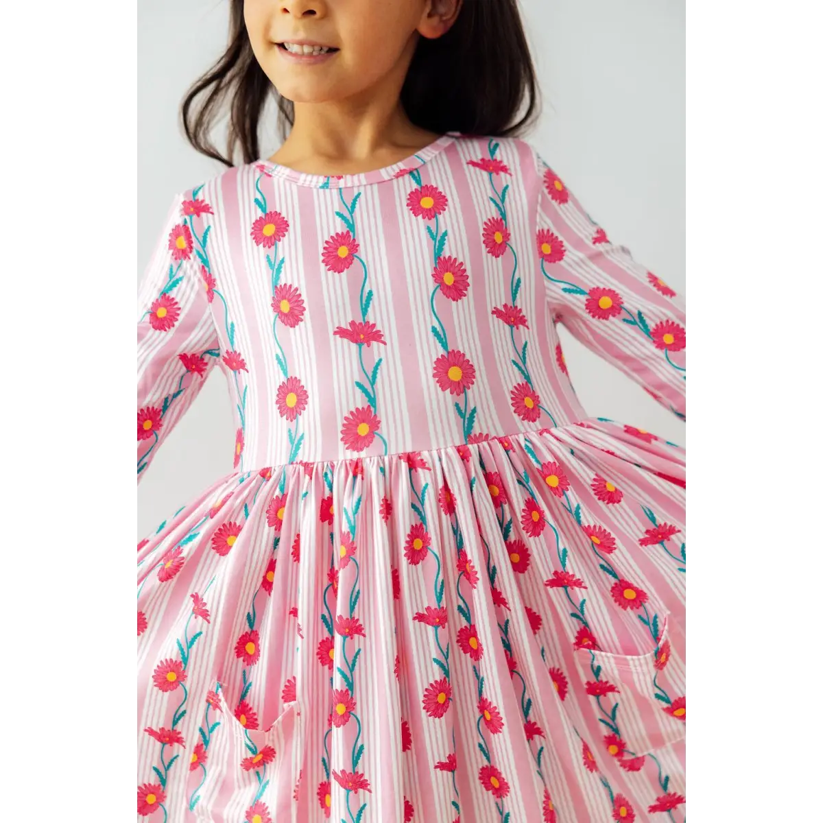 Pocket Twirl Dress - Daisy Chain - Flowers 3/4 Sleeve - 6-12M - Mila & Rose ®