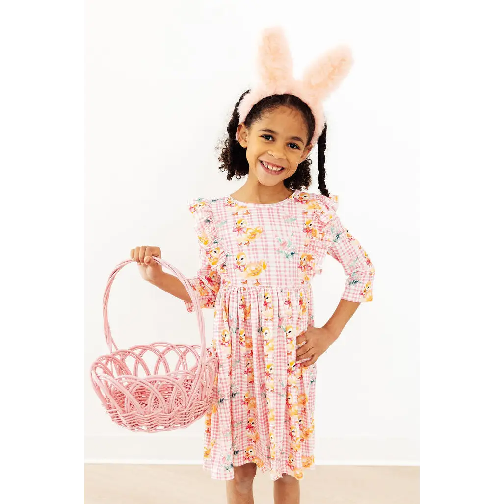 Ruffle Twirl Dress - Daisy Ducklings 3/4 Sleeve - Mila & Rose ®
