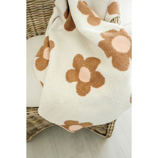 Daisy Plush Blanket - Caramel and Pink - Harp Angel Boutique