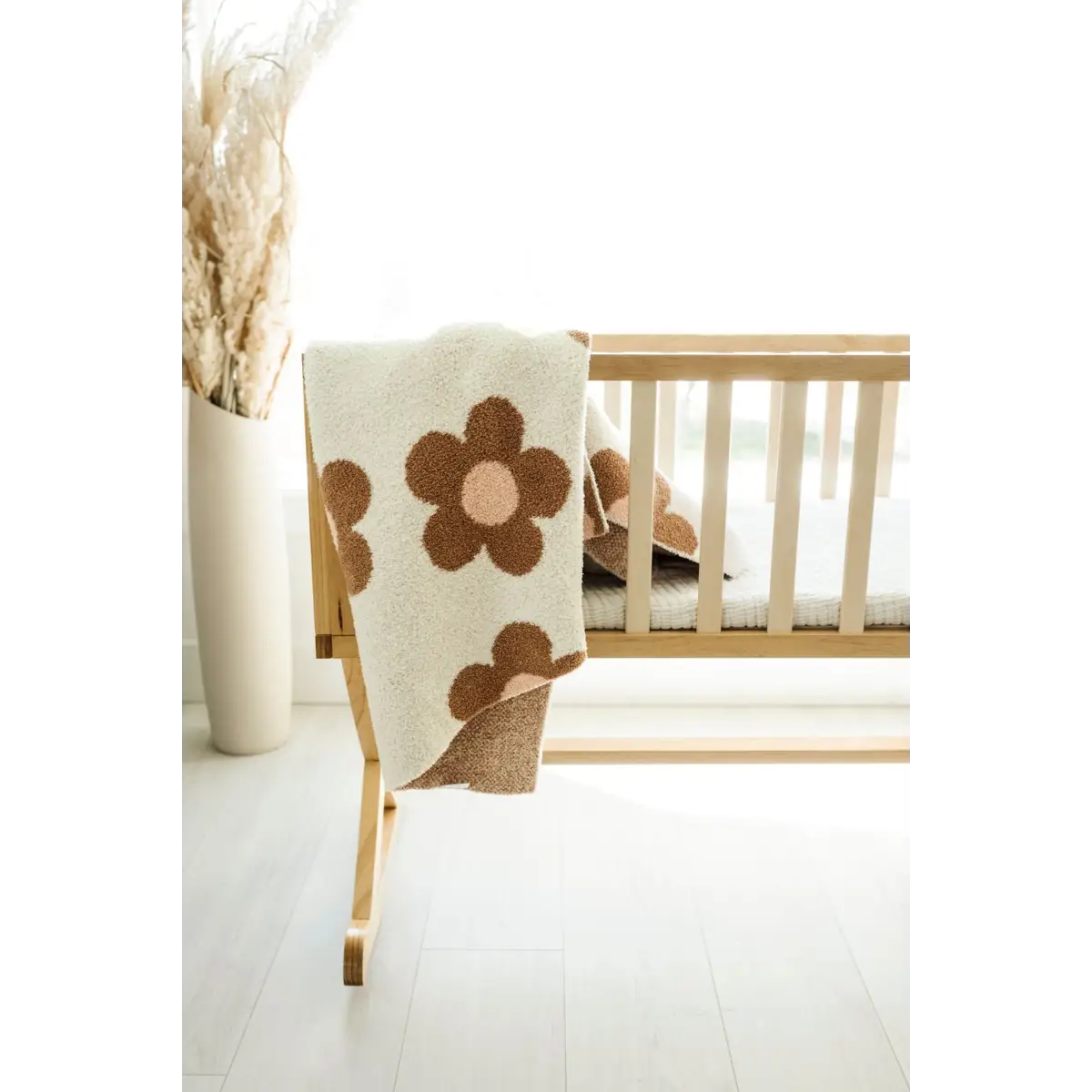 Daisy Plush Blanket - Caramel and Pink - Harp Angel Boutique