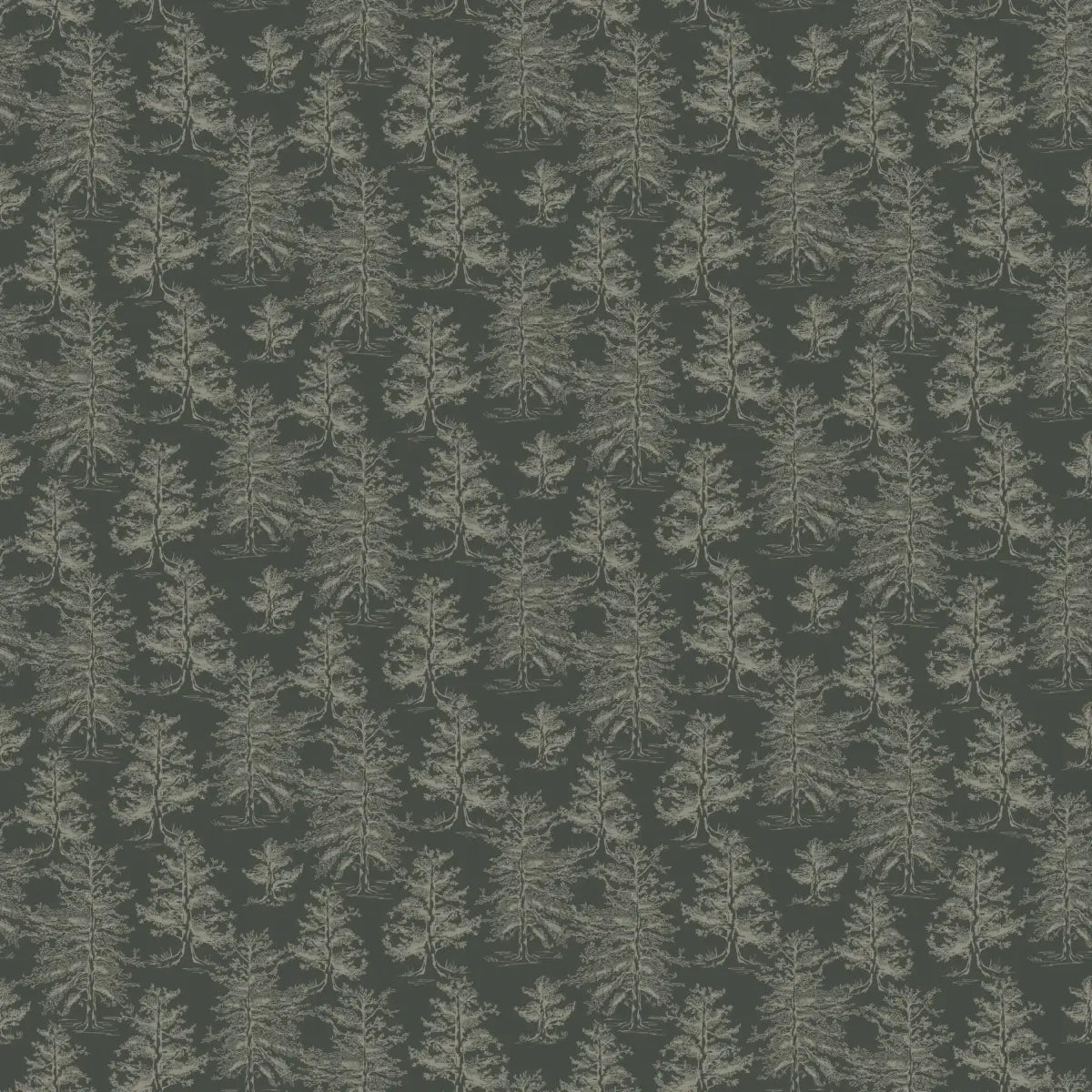 Dakota Wallpaper - Pine Tree Forest - by Aubrey Fairchild - Sample 1 foot by 1 foot / Dark - Loomwell Home Goods
