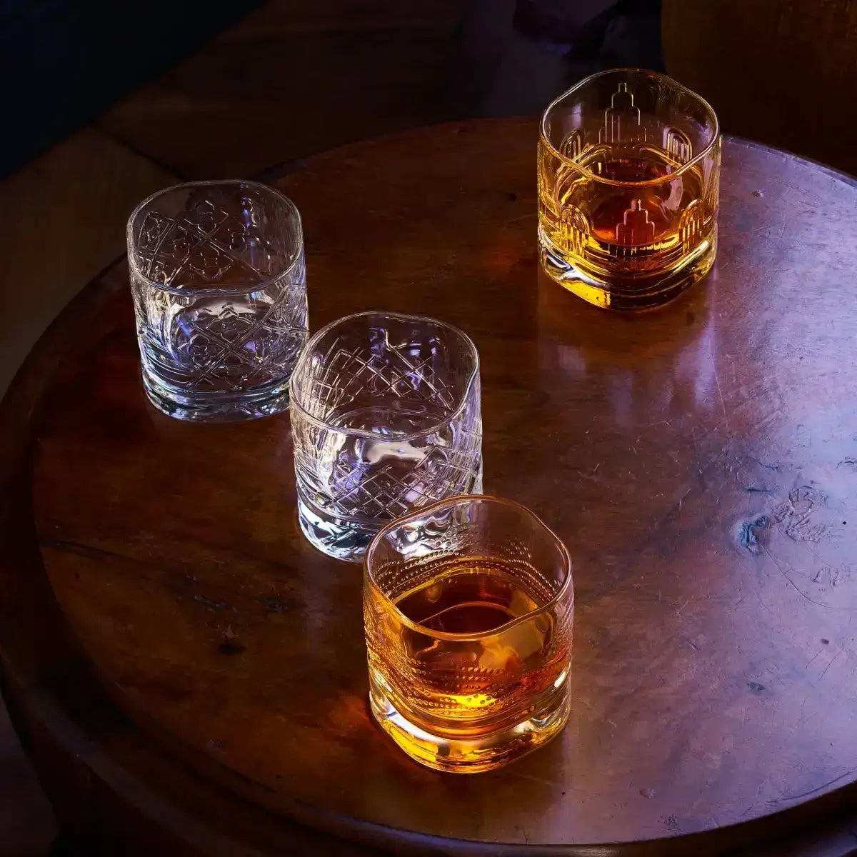 Dandy Whiskey Glasses - Assorted Designs - Set of 4 - La Rochere NA